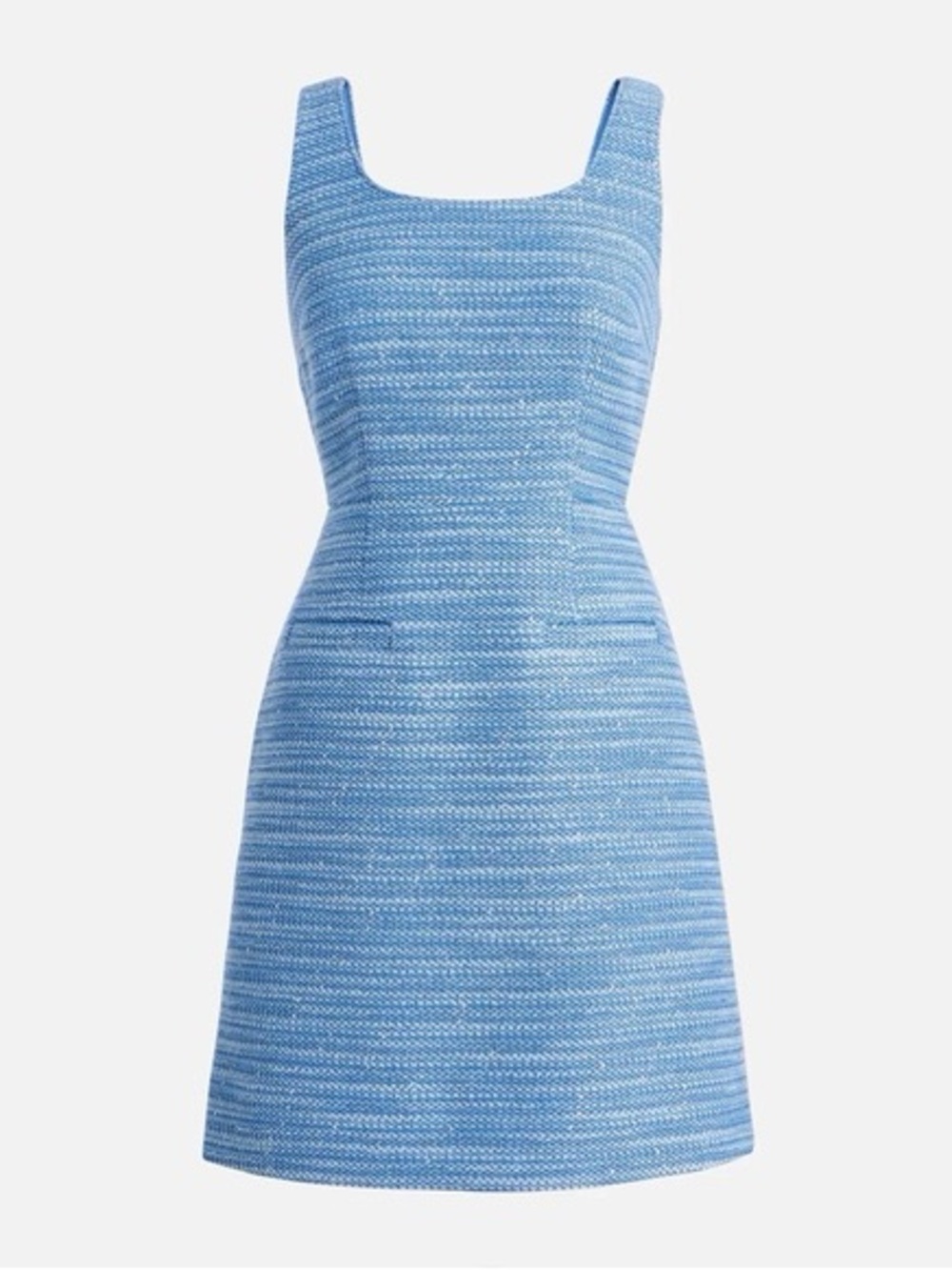 Classic Sleeveless Blue Tweed Sheath Dress